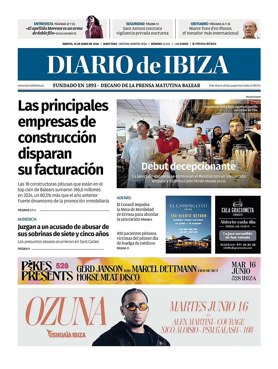 Portada Diario de Ibiza de hoy - Quiosco 16 junio 2026