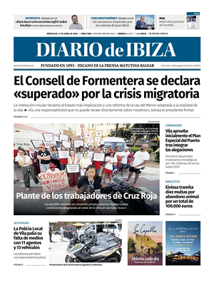 Prima pagina Diario de Ibiza di oggi - Quotidiano regionale