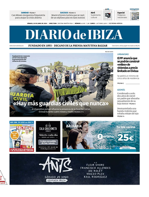 Prima pagina Diario de Ibiza di oggi - Quotidiano regionale