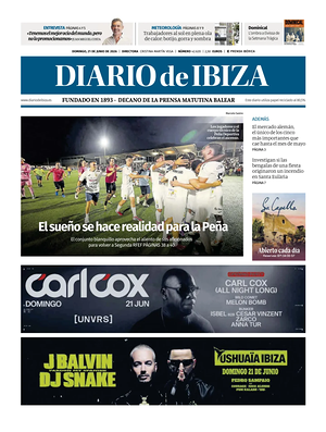 Prima pagina Diario de Ibiza di oggi - Quotidiano regionale