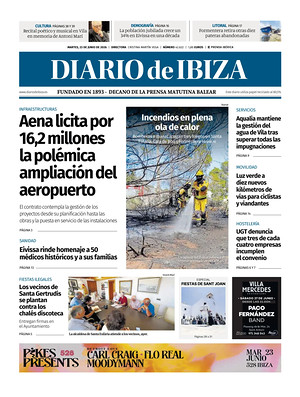 Prima pagina Diario de Ibiza di oggi - Quotidiano regionale