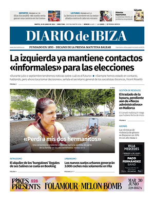 Prima pagina Diario de Ibiza di oggi - Quotidiano regionale
