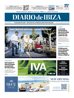Prima pagina Diario de Ibiza di oggi - Quotidiano regionale