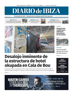 Prima pagina Diario de Ibiza di oggi - Quotidiano regionale