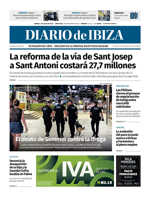 Prima pagina Diario de Ibiza di oggi - Quotidiano regionale
