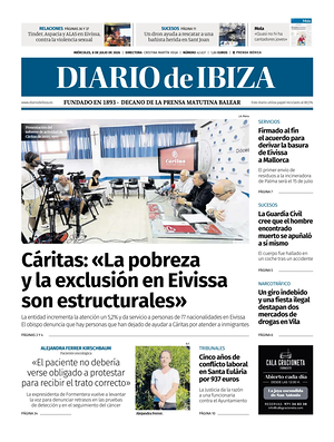Prima pagina Diario de Ibiza di oggi - Quotidiano regionale