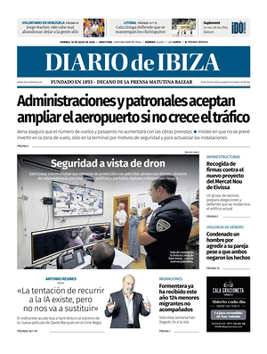 Prima pagina Diario de Ibiza di oggi - Quotidiano regionale