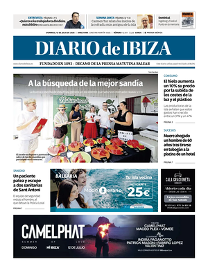Prima pagina Diario de Ibiza di oggi - Quotidiano regionale