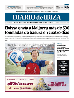 Prima pagina Diario de Ibiza di oggi - Quotidiano regionale