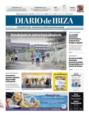 Prima pagina Diario de Ibiza di oggi - Quotidiano regionale