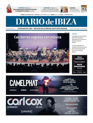 Prima pagina Diario de Ibiza di oggi - Quotidiano regionale
