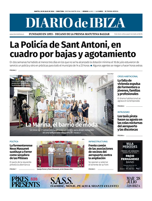 Prima pagina Diario de Ibiza di oggi - Quotidiano regionale