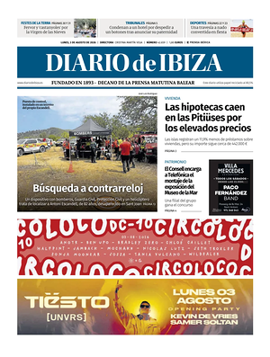 Prima pagina Diario de Ibiza di oggi - Quotidiano regionale