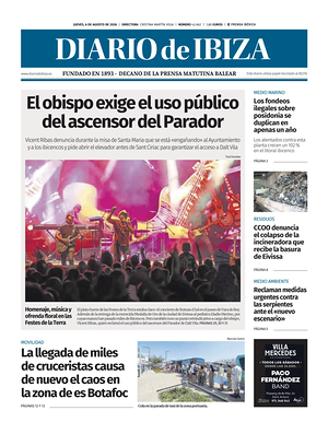 Prima pagina Diario de Ibiza di oggi - Quotidiano regionale