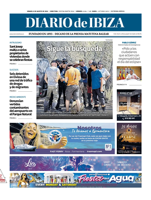 Prima pagina Diario de Ibiza di oggi - Quotidiano regionale