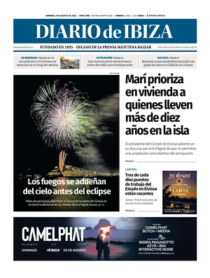 Prima pagina Diario de Ibiza di oggi - Quotidiano regionale
