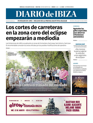Prima pagina Diario de Ibiza di oggi - Quotidiano regionale