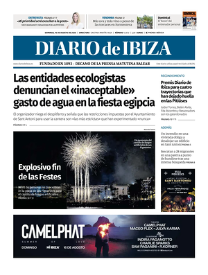 Prima pagina Diario de Ibiza di oggi - Quotidiano regionale