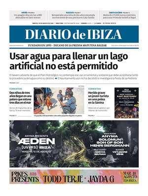 Prima pagina Diario de Ibiza di oggi - Quotidiano regionale