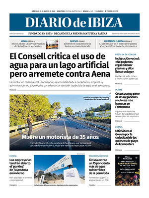 Prima pagina Diario de Ibiza di oggi - Quotidiano regionale