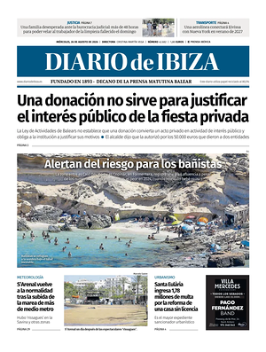 Prima pagina Diario de Ibiza di oggi - Quotidiano regionale