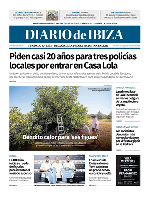 Prima pagina Diario de Ibiza di oggi - Quotidiano regionale