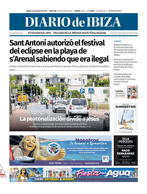 Prima pagina Diario de Ibiza di oggi - Quotidiano regionale