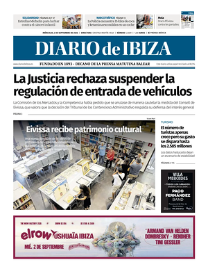 Prima pagina Diario de Ibiza di oggi - Quotidiano regionale