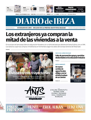 Prima pagina Diario de Ibiza di oggi - Quotidiano regionale