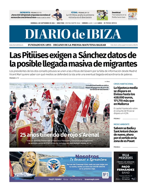 Prima pagina Diario de Ibiza di oggi - Quotidiano regionale
