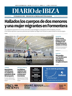 Prima pagina Diario de Ibiza di oggi - Quotidiano regionale