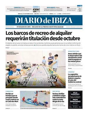 Prima pagina Diario de Ibiza di oggi - Quotidiano regionale