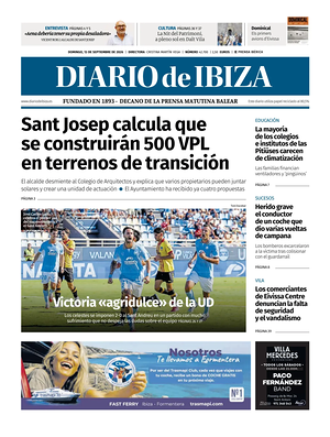 Prima pagina Diario de Ibiza di oggi - Quotidiano regionale
