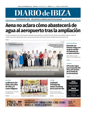 Prima pagina Diario de Ibiza di oggi - Quotidiano regionale