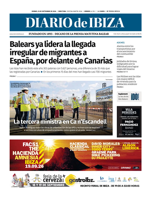Prima pagina Diario de Ibiza di oggi - Quotidiano regionale