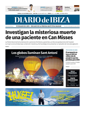 Prima pagina Diario de Ibiza di oggi - Quotidiano regionale