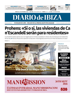 Prima pagina Diario de Ibiza di oggi - Quotidiano regionale