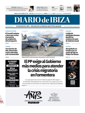 Prima pagina Diario de Ibiza di oggi - Quotidiano regionale