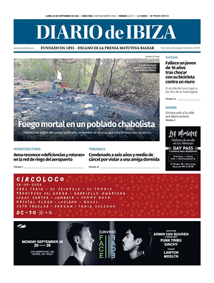 Prima pagina Diario de Ibiza di oggi - Quotidiano regionale