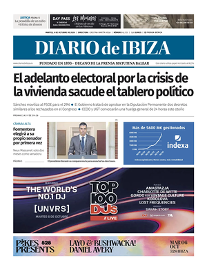Prima pagina Diario de Ibiza di oggi - Quotidiano regionale