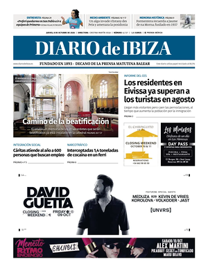 Prima pagina Diario de Ibiza di oggi - Quotidiano regionale