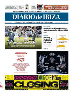 Prima pagina Diario de Ibiza di oggi - Quotidiano regionale