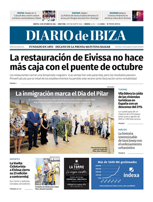 Prima pagina Diario de Ibiza di oggi - Quotidiano regionale