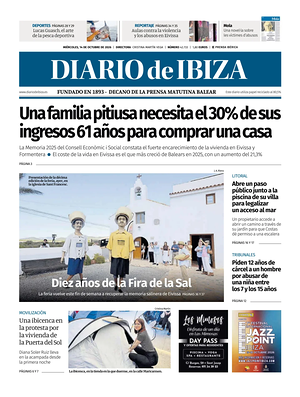 Prima pagina Diario de Ibiza di oggi - Quotidiano regionale
