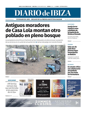 Prima pagina Diario de Ibiza di oggi - Quotidiano regionale