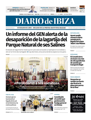 Prima pagina Diario de Ibiza di oggi - Quotidiano regionale