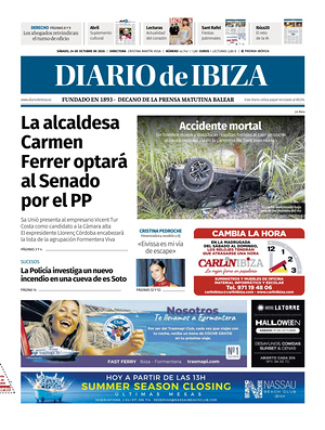 Prima pagina Diario de Ibiza di oggi - Quotidiano regionale