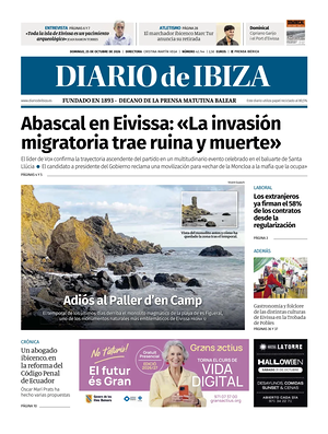Prima pagina Diario de Ibiza di oggi - Quotidiano regionale