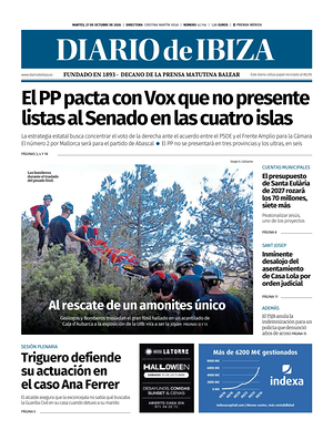 Prima pagina Diario de Ibiza di oggi - Quotidiano regionale