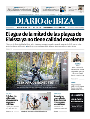 Prima pagina Diario de Ibiza di oggi - Quotidiano regionale